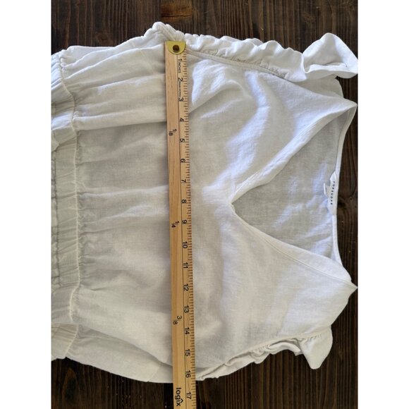 PopSugar Women's Linen Cotton White Ruffle Sleeve Belted Midi Dress XL V-Neck - Picture 9 of 10